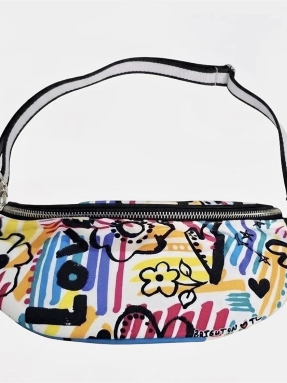 Brighton Graffiti Love Cross Body Belt Bag White & Blue